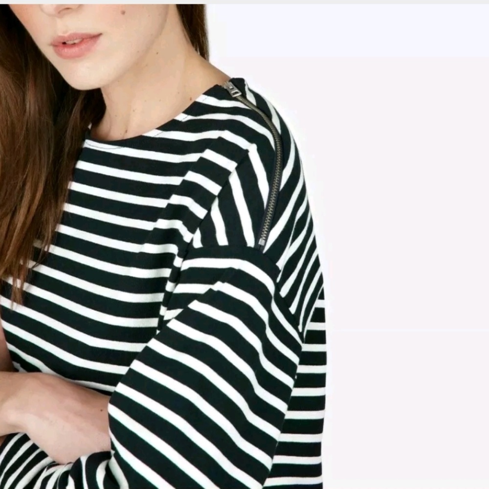 EVERLANE Breton Cotton Zipper Shoulder Mini Dress - Picture 4 of 8